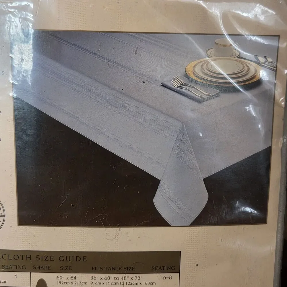 Satin Splendor Wrinkle Free Scotchguard 60x84” Ivory Oblong VTG New
